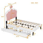 Upholstered Princess Bed with Crown Headboard & Drawers