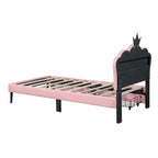 Upholstered Princess Bed with Crown Headboard & Drawers