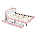 Upholstered Princess Bed with Crown Headboard & Drawers