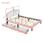 Upholstered Princess Bed with Crown Headboard & Drawers