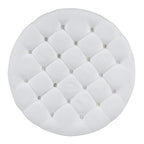 36 Round Button Tufted Upholstered Coffee Table with Wood Shelf and Wheel
