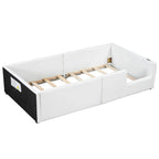 Twin Upholstered Bed with Guardrail & Charging Station