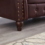 85.8 Technical Leather 3-Seater Sofa with Tufted Backrest & Storage