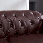 85.8 Technical Leather 3-Seater Sofa with Tufted Backrest & Storage