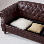 85.8 Technical Leather 3-Seater Sofa with Tufted Backrest & Storage
