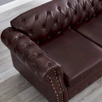 85.8 Technical Leather 3-Seater Sofa with Tufted Backrest & Storage