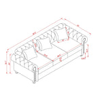 85.8 Technical Leather 3-Seater Sofa with Tufted Backrest & Storage