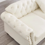 85.8 Technical Leather 3-Seater Sofa with Tufted Backrest & Storage