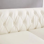 85.8 Technical Leather 3-Seater Sofa with Tufted Backrest & Storage