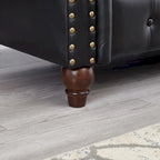 85.8 Technical Leather 3-Seater Sofa with Tufted Backrest & Storage