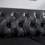 85.8 Technical Leather 3-Seater Sofa with Tufted Backrest & Storage