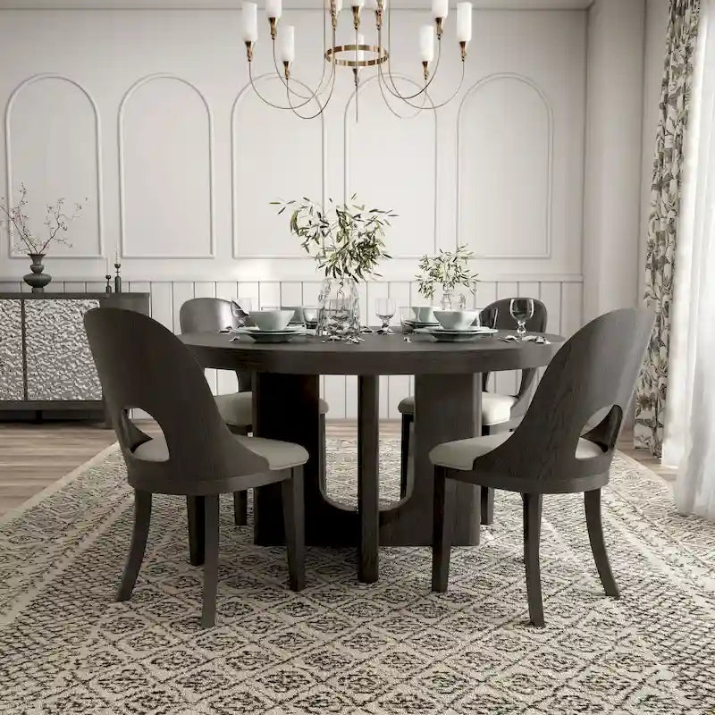 Piez Modern 5-Piece Solid Wood Round Dining Set