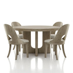 Piez Modern 5-Piece Solid Wood Round Dining Set