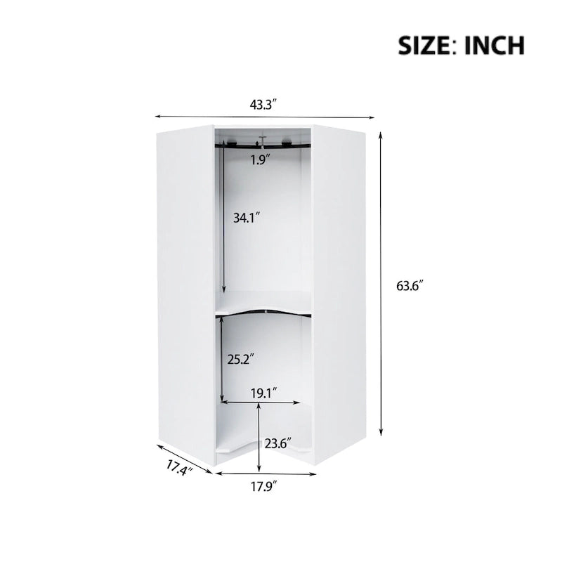 Polygon Corner Wardrobe with 2-Doors