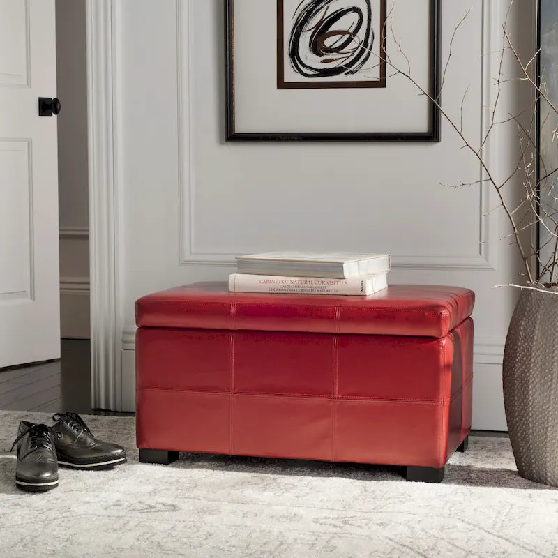 Liane Tufted Brown Bicast Leather Storage Bench - 30.1 x 18.1 x 17.7 - 30Wx18Dx18H