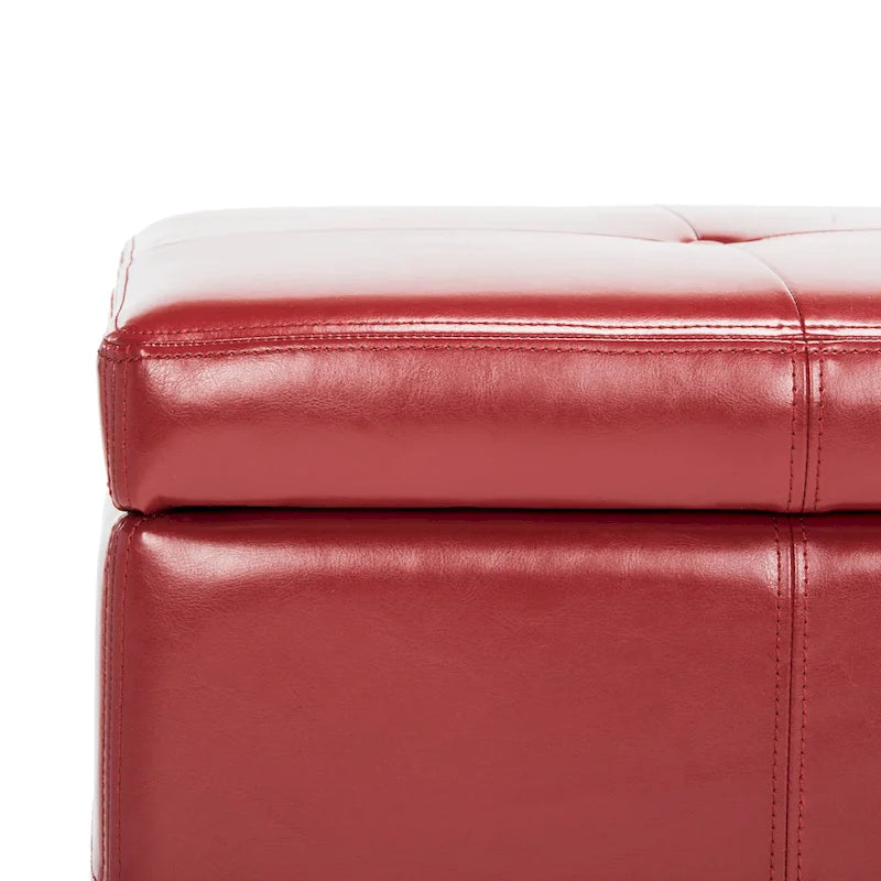 Liane Tufted Brown Bicast Leather Storage Bench - 30.1 x 18.1 x 17.7 - 30Wx18Dx18H