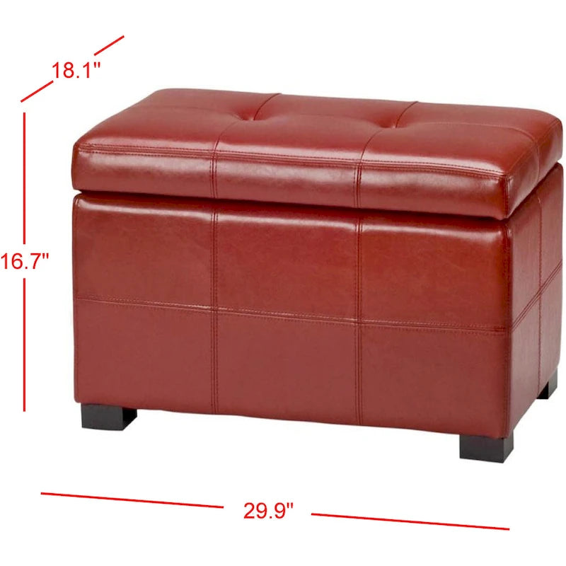 Liane Tufted Brown Bicast Leather Storage Bench - 30.1 x 18.1 x 17.7 - 30Wx18Dx18H
