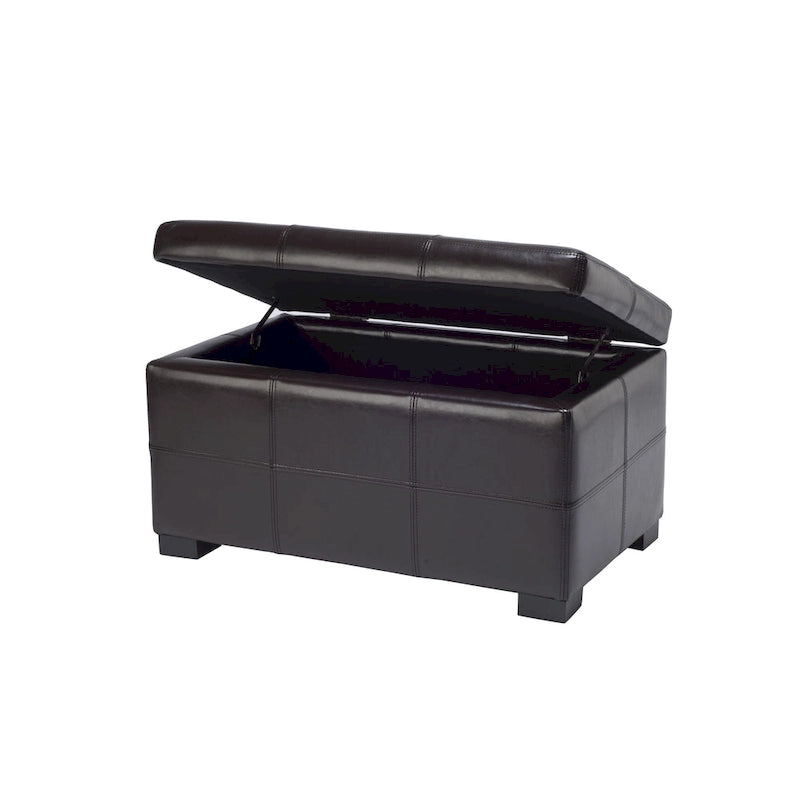 Liane Tufted Brown Bicast Leather Storage Bench - 30.1 x 18.1 x 17.7 - 30Wx18Dx18H