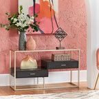 Spumante Champagne Silver Finish Sofa Table with Storage by iNSPIRE Q Bold