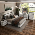 Conjira Modern White Wood 6-Piece Storage Platform Bedroom Set with USBs