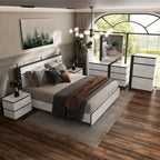 Conjira Modern White Wood 6-Piece Storage Platform Bedroom Set with USBs
