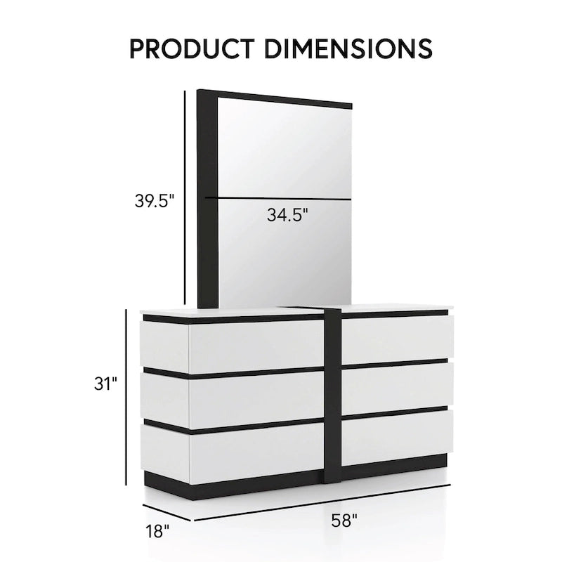 Conjira Modern White Wood 6-Piece Storage Platform Bedroom Set with USBs