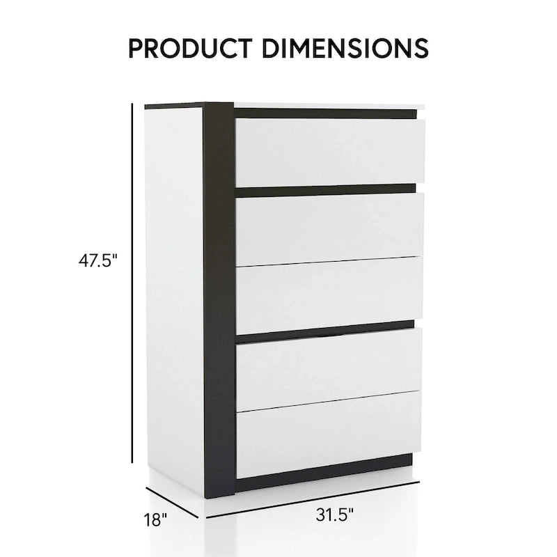 Conjira Modern White Wood 6-Piece Storage Platform Bedroom Set with USBs