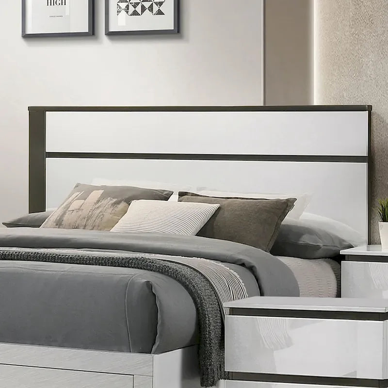 Conjira Modern White Wood 6-Piece Storage Platform Bedroom Set with USBs