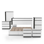 Conjira Modern White Wood 6-Piece Storage Platform Bedroom Set with USBs