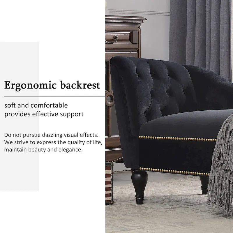 [New+Video] 58Velvet Chaise Lounge - 26.50 x 58.00 x 28.60