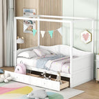 Twin Size Wood Canopy Day Bed with 2 Drawers