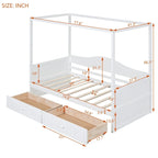 Twin Size Wood Canopy Day Bed with 2 Drawers