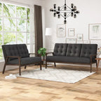 Aries Mid-century 2-piece Fabric Sofa Set