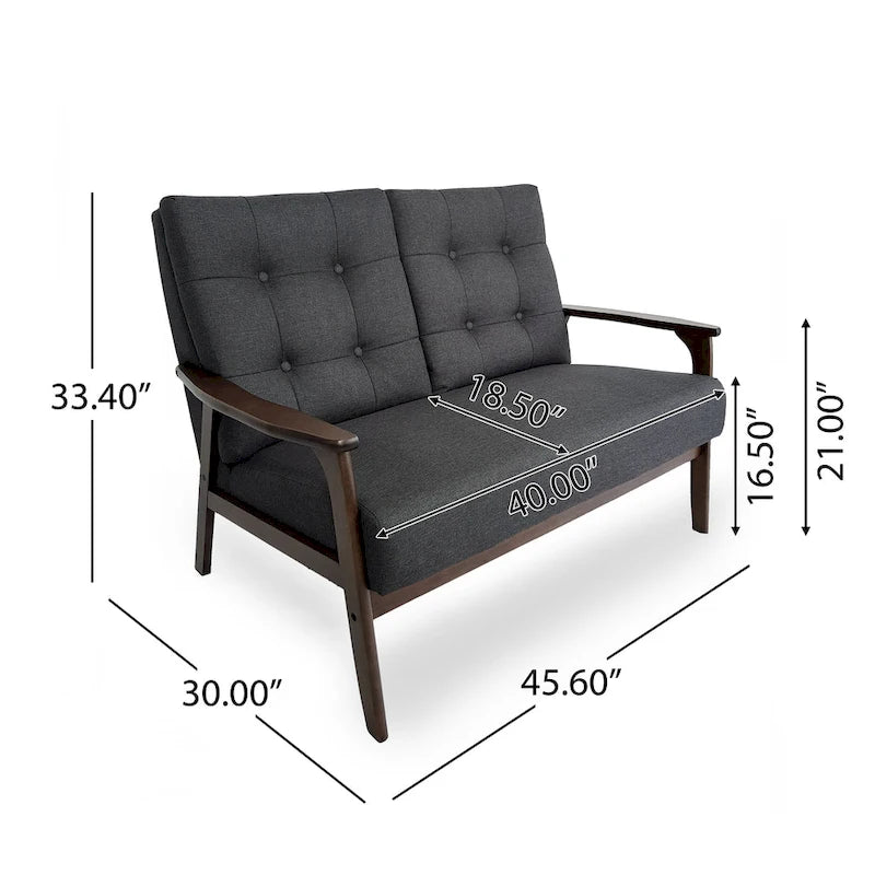 Aries Mid-century 2-piece Fabric Sofa Set