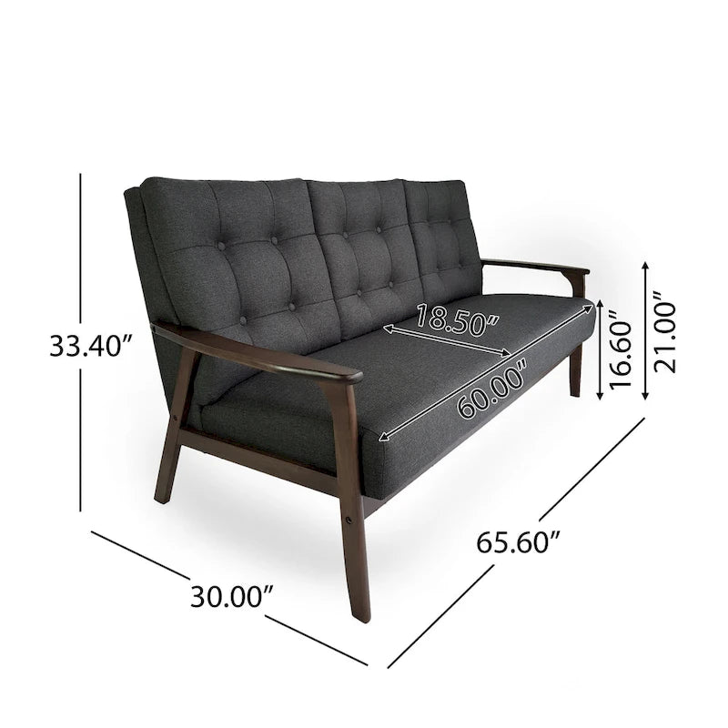 Aries Mid-century 2-piece Fabric Sofa Set