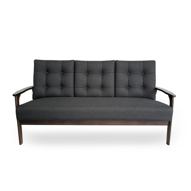 Aries Mid-century 2-piece Fabric Sofa Set