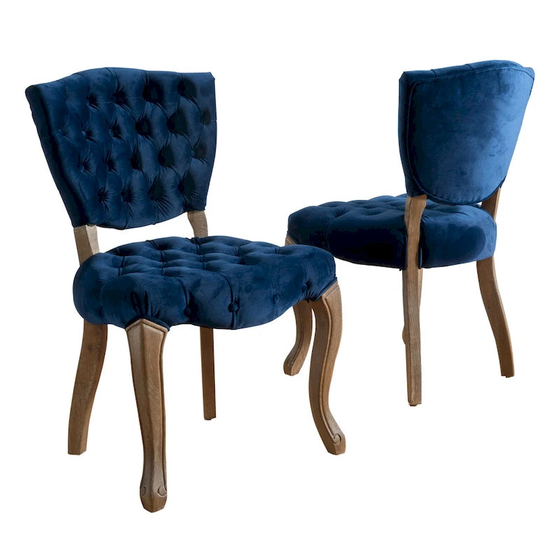 Bates Tufted Grey Fabric Dining Chairs (Set of 2)
