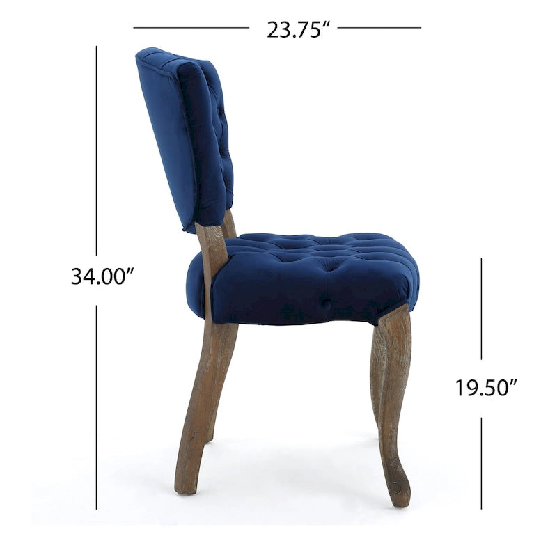 Bates Tufted Grey Fabric Dining Chairs (Set of 2)