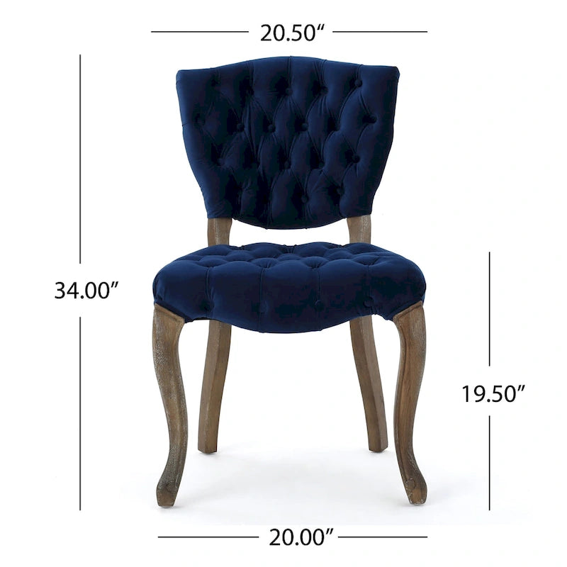 Bates Tufted Grey Fabric Dining Chairs (Set of 2)