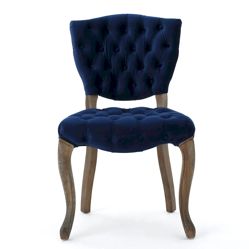 Bates Tufted Grey Fabric Dining Chairs (Set of 2)