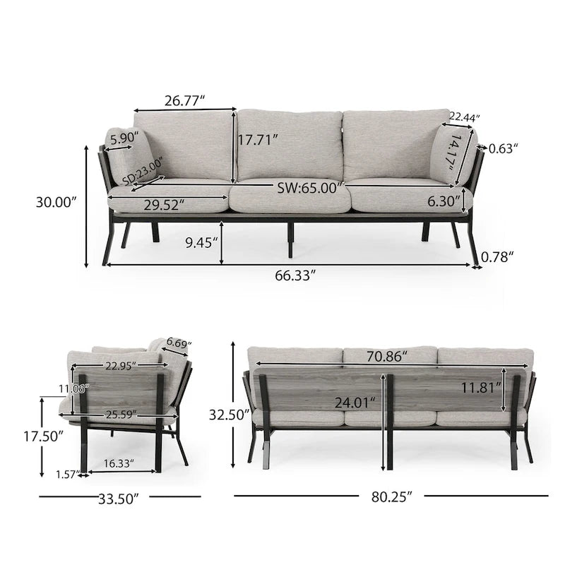 Carvel Mid-century Modern 3-seater Sofa