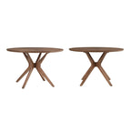 Sylvestria Mid-Century Walnut Finish Round Dining Table