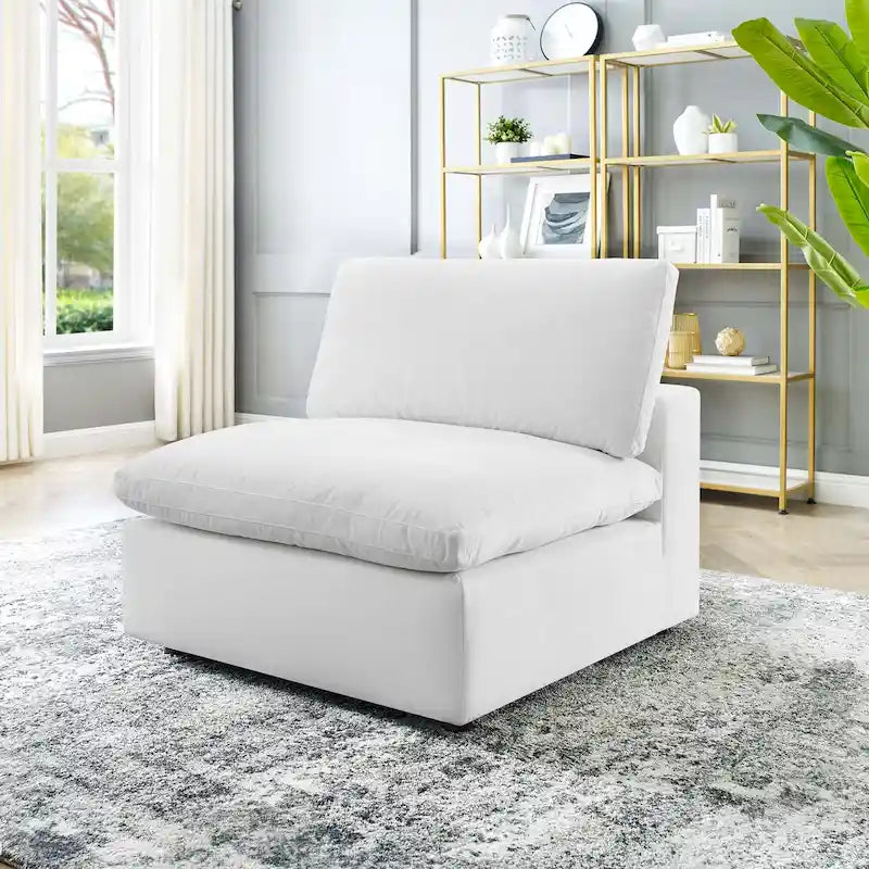 Down Filled Overstuffed Performance Velvet Armless Chair