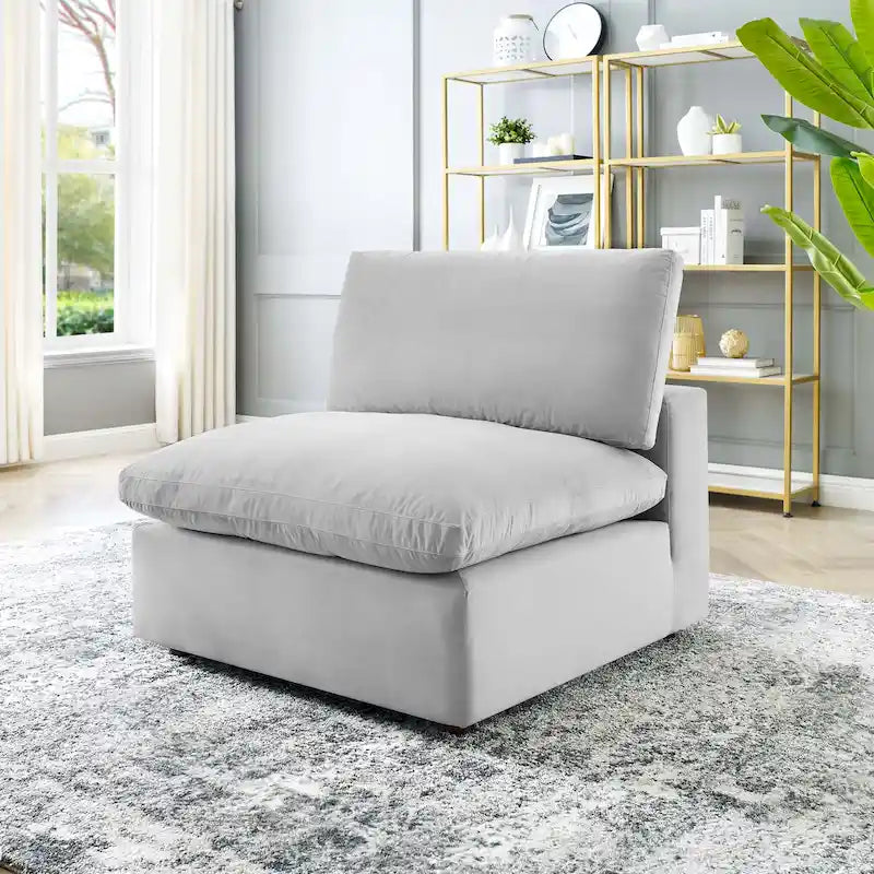 Down Filled Overstuffed Performance Velvet Armless Chair