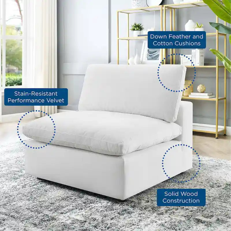 Down Filled Overstuffed Performance Velvet Armless Chair