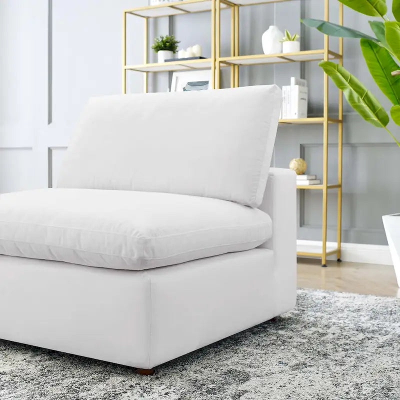 Down Filled Overstuffed Performance Velvet Armless Chair