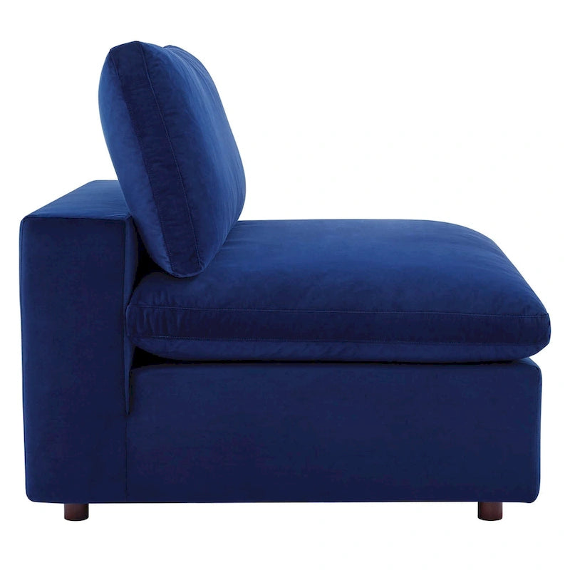 Down Filled Overstuffed Performance Velvet Armless Chair