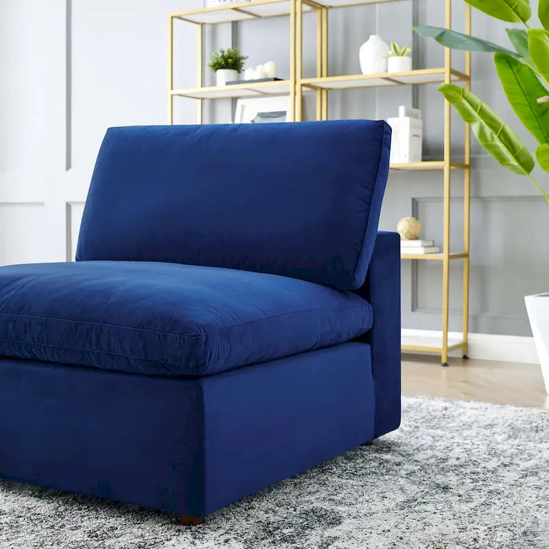 Down Filled Overstuffed Performance Velvet Armless Chair