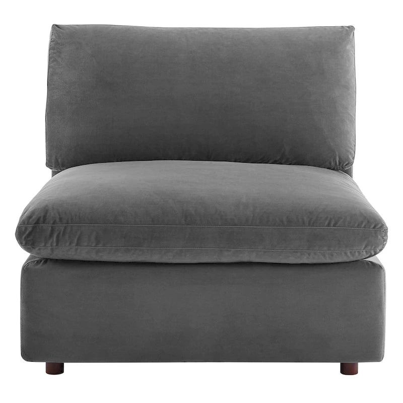 Down Filled Overstuffed Performance Velvet Armless Chair