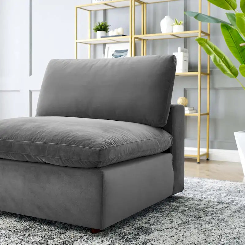 Down Filled Overstuffed Performance Velvet Armless Chair